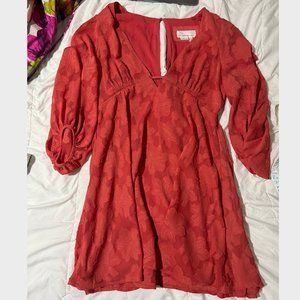 Orange Anthropologie V Neck Short Dress size US 8 Petite